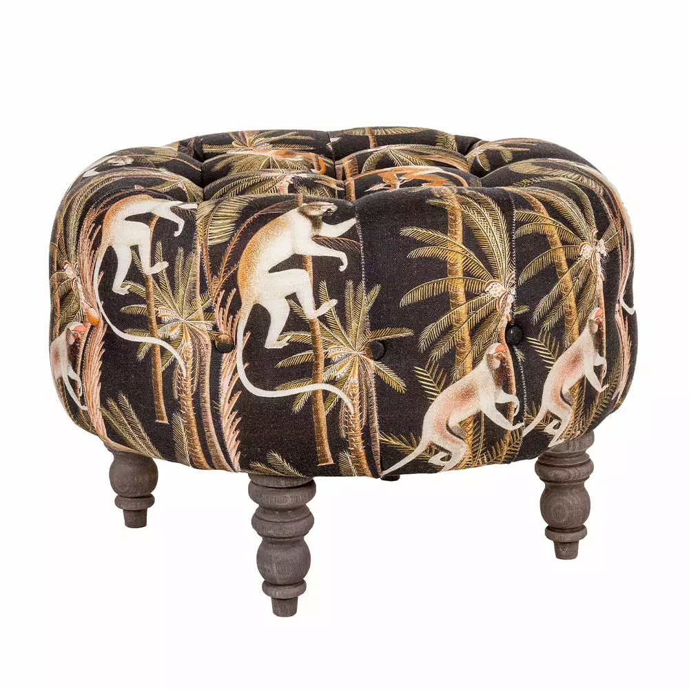 Mind The Gap Fez Tufted Stool - Barbados Linen Havana Tropicana 3 Mind The Gap Fez Tufted Stool - Barbados Linen Havana Tropicana