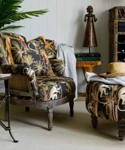 Mind The Gap Fez Tufted Stool - Barbados Linen Havana Tropicana