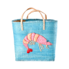 Rice By Rice Blue Raffia Weekend Bag With Shrimp New