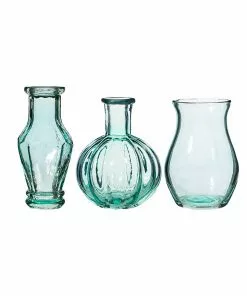 Sass & Belle Bohemian Dream Set Of 3 Blue Recycled Vases Small