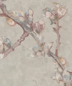 BN Van Gogh Wallpaper 'Sprig Of Flowering Almond' Grey Les Jardins Royaux