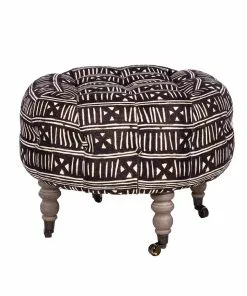 Mind The Gap Indigena Fez Tufted Stool - Bogolanfini