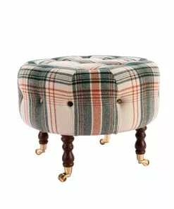 Mind The Gap Fez Tufted Stool - Monterey Plaid Havana Tropicana