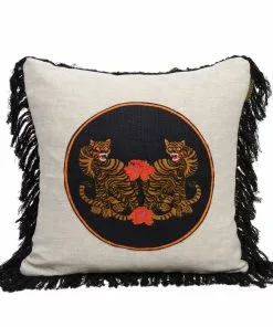 Mind The Gap Bengal Tigers Embroidered Cushion Indigena