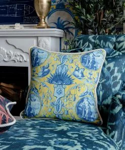 Mind The Gap Calypso Linen Cushion Blue Skies Ahead