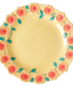 Rice By Rice New Ceramic Floral Dinner Plate - Cream 8 Rice By Rice New Ceramic Floral Dinner Plate - Cream