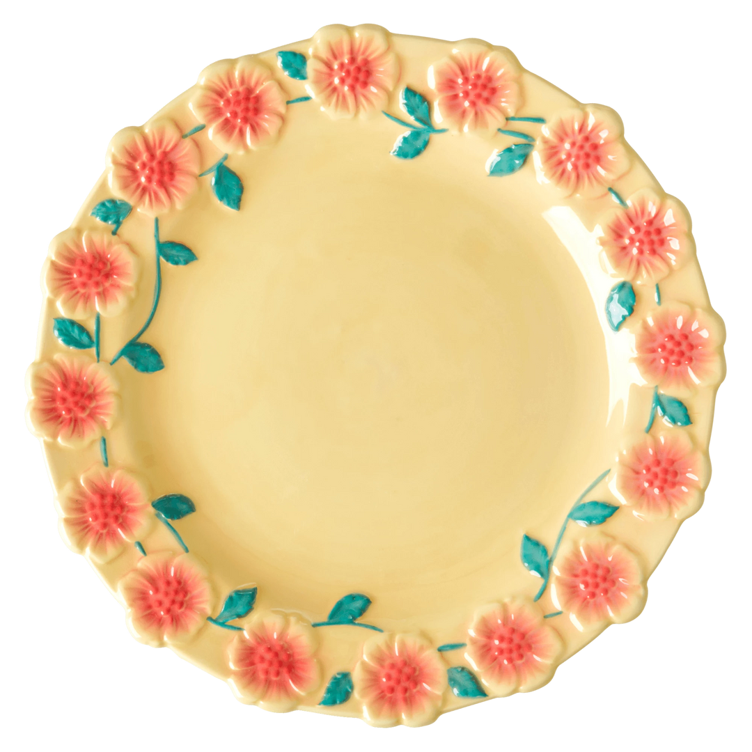 Rice By Rice New Ceramic Floral Dinner Plate - Cream 5 Rice By Rice New Ceramic Floral Dinner Plate - Cream