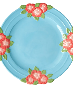 Rice By Rice New Ceramic Floral Dinner Plate - Blue