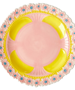 Rice By Rice Ceramic Floral Dinner Plate - Pink & Yellow