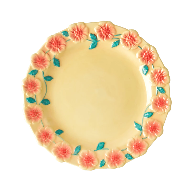 Rice By Rice New Ceramic Floral Side Plate - Cream 3 Rice By Rice New Ceramic Floral Side Plate - Cream