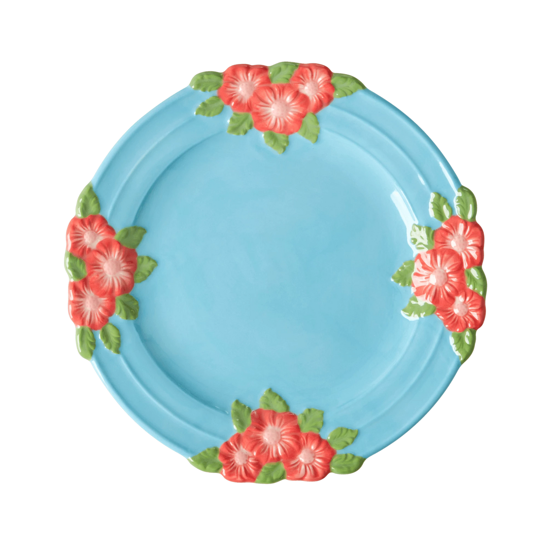 Rice By Rice Ceramic Floral Side Plate - Blue 3 Rice By Rice Ceramic Floral Side Plate - Blue
