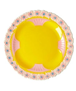 Rice By Rice New Ceramic Floral Side Plate - Pink & Yellow
