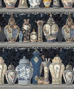 Mind The Gap Ceramic Wonders Indigo Wallpaper