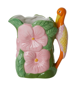 Rice By Rice Heron And Flower Ceramic Jug Vase