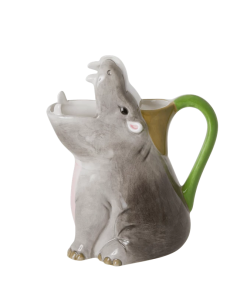 Rice By Rice Happy Hippo Ceramic Jug Vase New