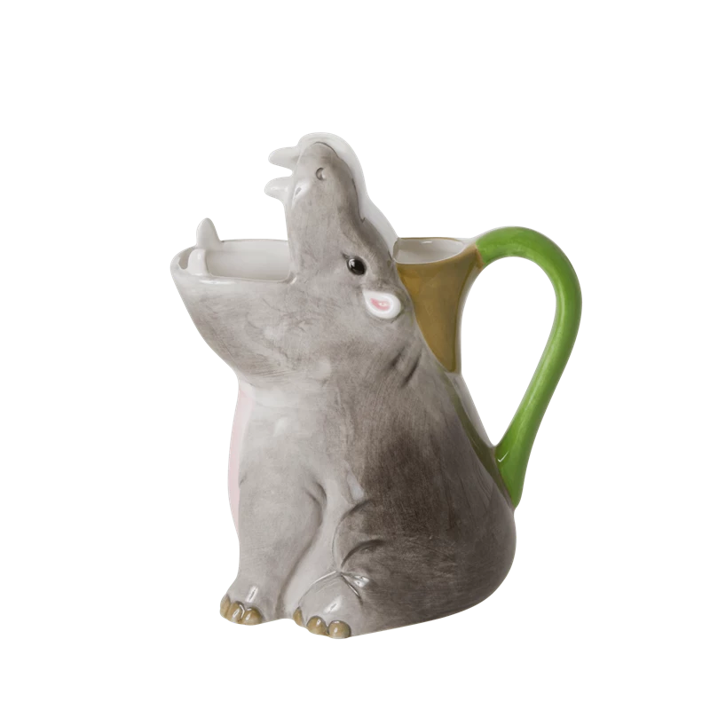 Rice By Rice Happy Hippo Ceramic Jug Vase New 3 Rice By Rice Happy Hippo Ceramic Jug Vase New