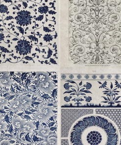 Mind The Gap Chinese Pattern Blue Wallpaper Indigena