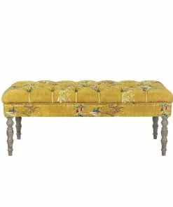 Mind The Gap MTG FURNITURE - EDWARD TUFTED OTTOMAN - CHINOISERIE VELVET FABRIC Rose & Thorn