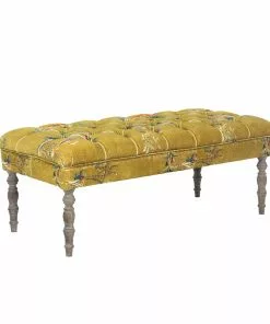 Mind The Gap MTG FURNITURE - EDWARD TUFTED OTTOMAN - CHINOISERIE VELVET FABRIC Rose & Thorn