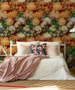 Mind The Gap Chrysanthemums Wallpaper Rose & Thorn