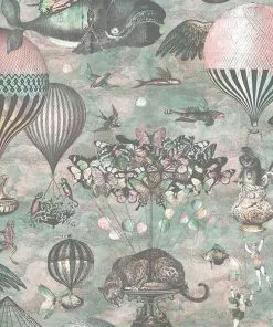 Brand Mckenzie Les Jardins Royaux Curious Skies Wallpaper, Pink & Aqua