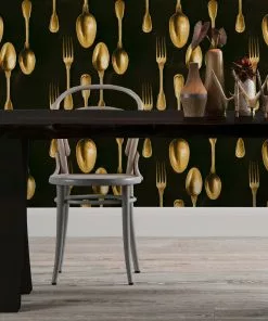Mind The Gap Wallpaper & Paint Cutlery Brass Wallpaper