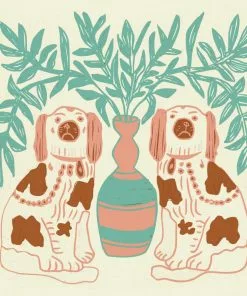 Annika Reed Studio Pair Of Dogs Oyster Linen - Vintage Brown