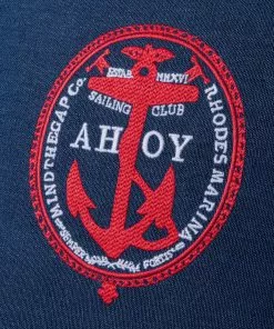 Mind The Gap Blue Skies Ahead Ahoy Linen Embroidered Cushion