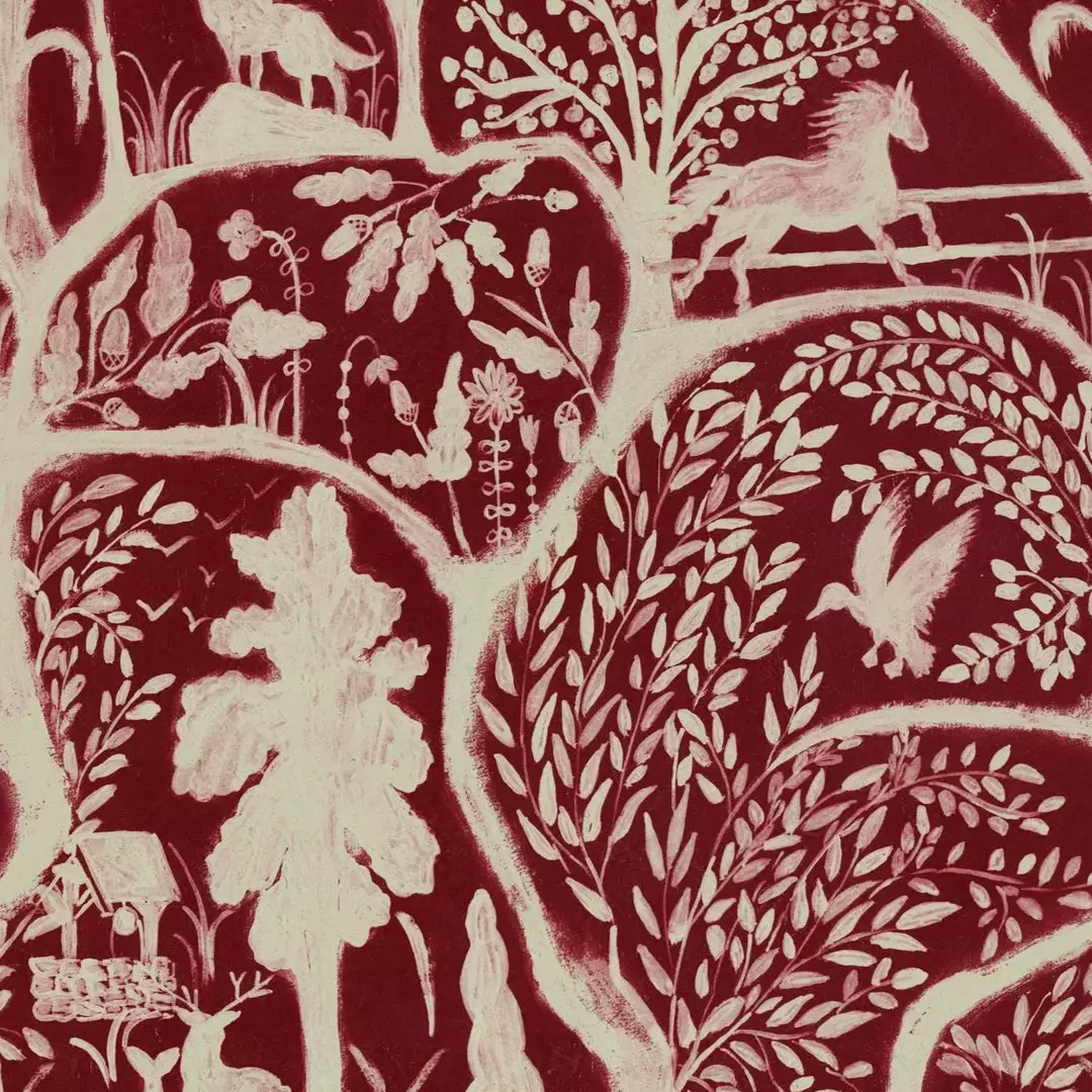 Mind The Gap The Enchanted Woodland Red Wallpaper Folk Couture 3 Mind The Gap The Enchanted Woodland Red Wallpaper Folk Couture