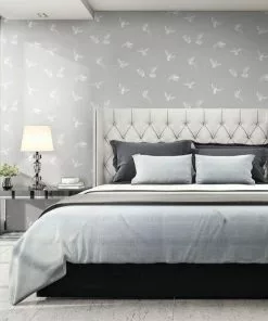 Brand Mckenzie Exotic Birds Wallpaper, Concrete Grey Les Jardins Royaux