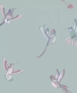 Brand Mckenzie Exotic Birds Wallpaper, Duck Egg Blue