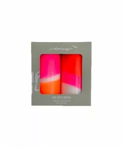 Pink Stories Neon Pillar Candles Pair - Fairytale