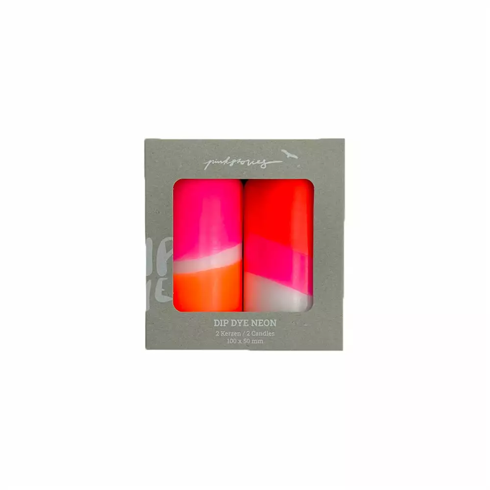 Pink Stories Neon Pillar Candles Pair - Fairytale 4 Pink Stories Neon Pillar Candles Pair - Fairytale