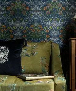 Mind The Gap Floral Ornament Scarlet Wallpaper Rose & Thorn