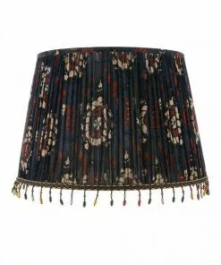 Mind The Gap Folk Couture Pleated Cone Lampshades - Flourish Blue