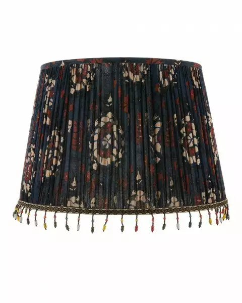Mind The Gap Folk Couture Pleated Cone Lampshades - Flourish Blue 3 Mind The Gap Folk Couture Pleated Cone Lampshades - Flourish Blue
