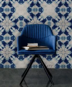 Mind The Gap Shibori Flower Wallpaper Blue Skies Ahead