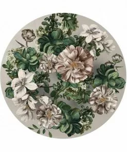 BN Rose & Thorn Wallpaper Circles Flowers Grey Background