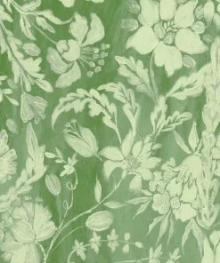 Mind The Gap Flowery Ornament Bud Green Wallpaper Rose & Thorn