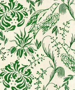 Mind The Gap Rose & Thorn Folk Embroidery Fern Green Wallpaper