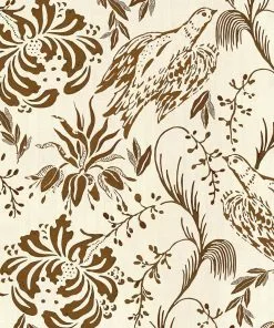 Mind The Gap Folk Embroidery Tobacco Wallpaper Rose & Thorn