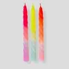Pink Stories Neon Twisted Candles Shades Of Fruit Salad - Set Of 3