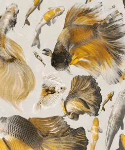 Mind The Gap Blue Skies Ahead Goldfish Ivory Wallpaper