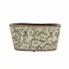 The Design Yard Les Jardins Royaux Oval Green Floral Ceramic Pot