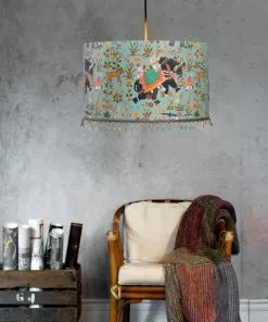 Mind The Gap Lamps Drum Pendants - Hindustan Aquamarine Folk Couture