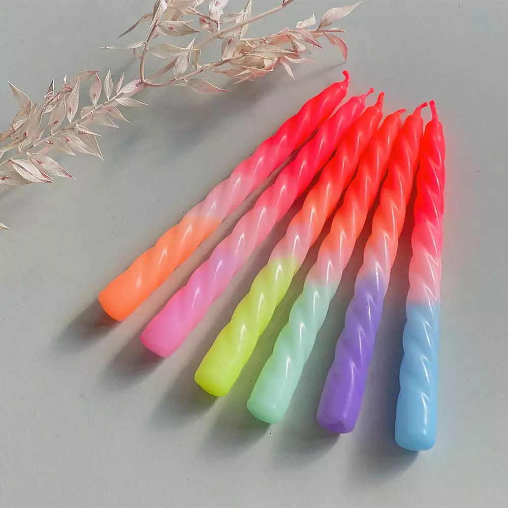 Pink Stories Neon Twisted Candles Ice Cream Pink - Set Of 3 4 Pink Stories Neon Twisted Candles Ice Cream Pink - Set Of 3