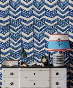 Mind The Gap Blue Skies Ahead Turkish Ikat, Neutral Wallpaper