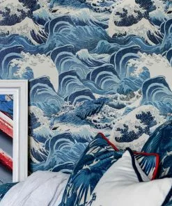 Mind The Gap Sea Waves, Light Blue Wallpaper