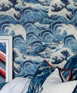 Mind The Gap Sea Waves, Neutral Wallpaper