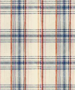 Mind The Gap Seaport Plaid, Cream Wallpaper
